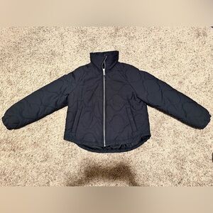 Black quilted puffer jacket, size large
